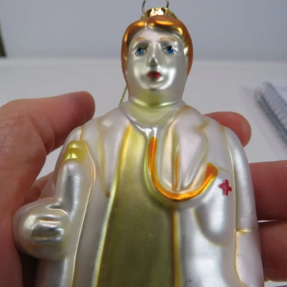 Blown Glass Doctor Ornament & additional Christmas Ornament white coat